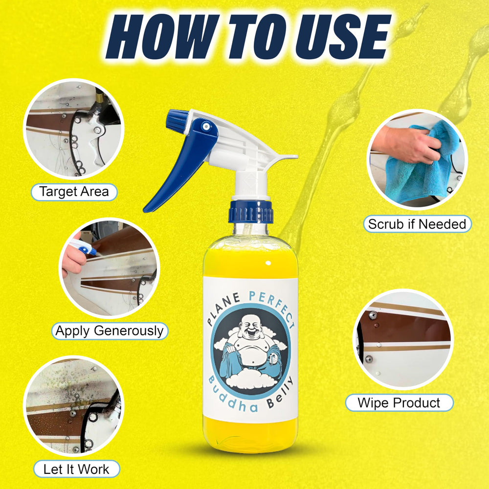 Plane Perfect spray dissolving heavy grease showing fast cutting action