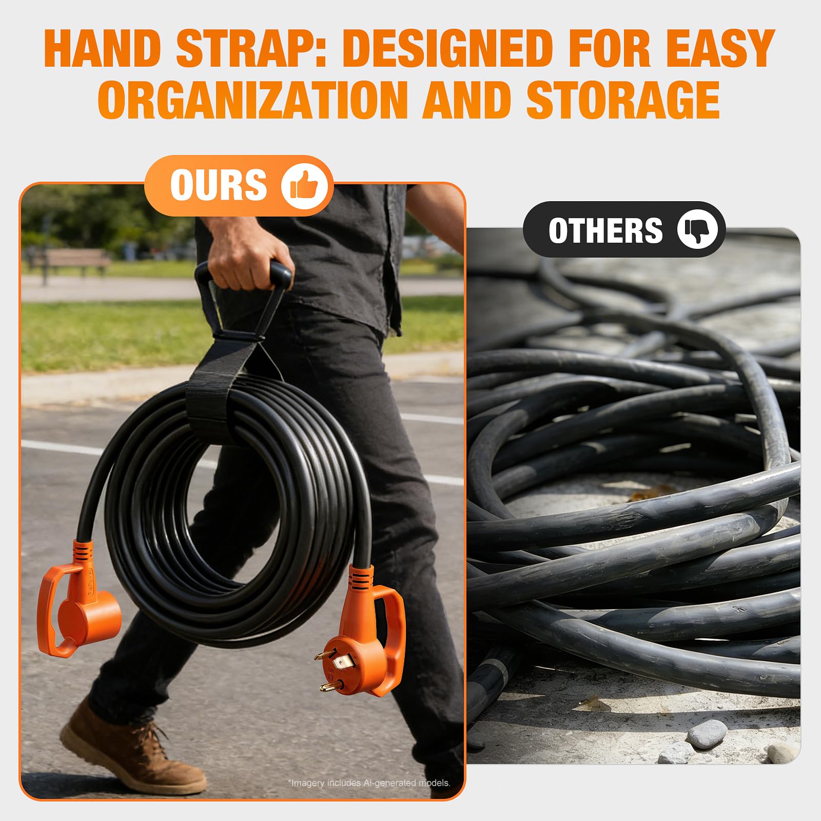 plapower included organizer holding cord neatly for compact storage