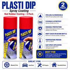 Plasti Dip red close-up of spray application on emblem, brand provides removable protection