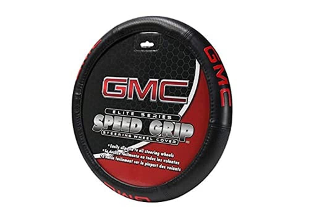 Plasticolor GMC steering cover front view showing textured grip for safer handling
