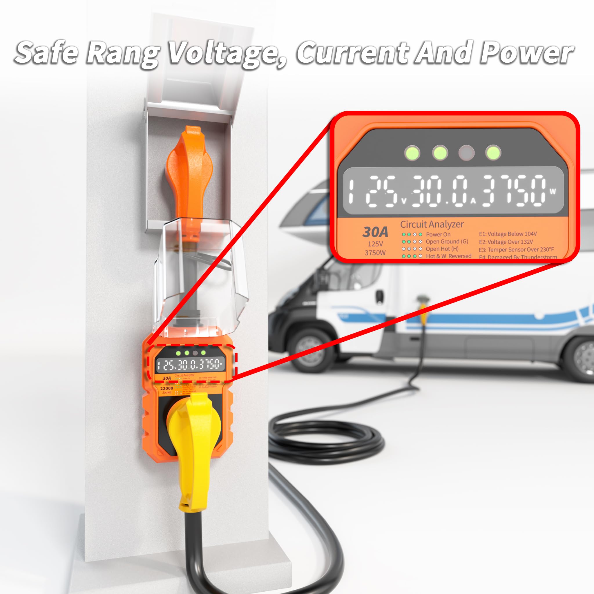 PlugSaf ergonomic grip and plug connection for easy, secure handling at campsites