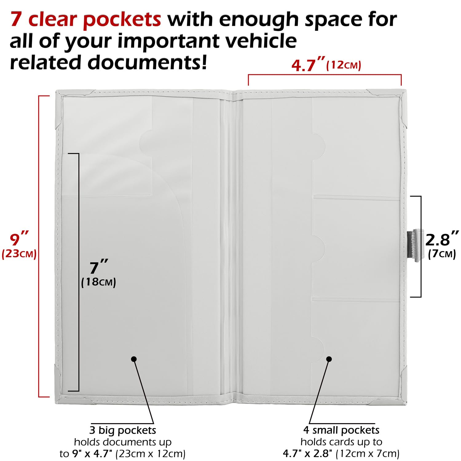 PlusXpres opened to reveal seven clear pockets and organized interior benefit