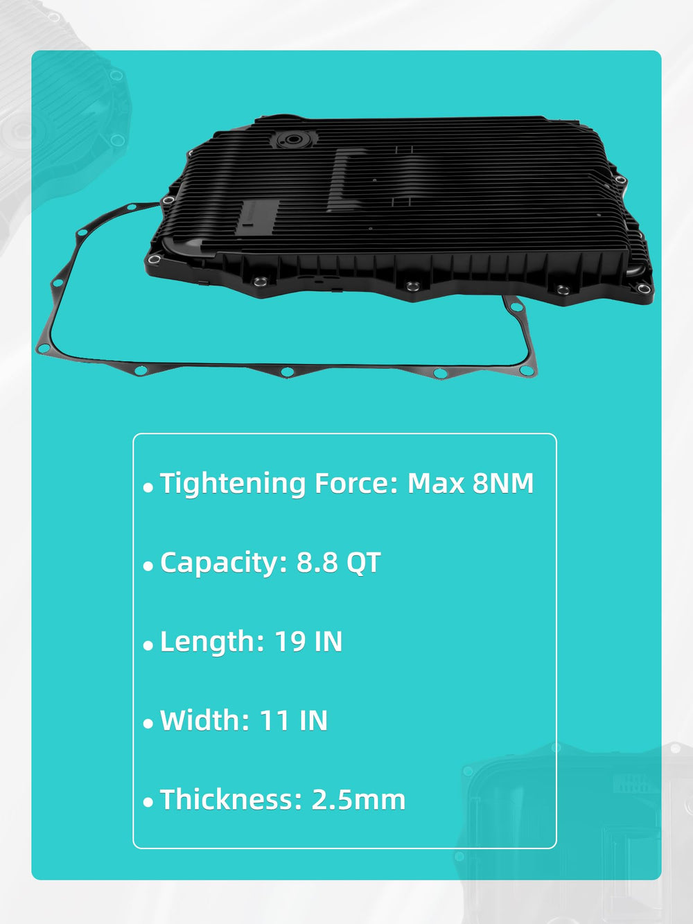 Pnktool installed pan under vehicle illustrating direct-fit replacement