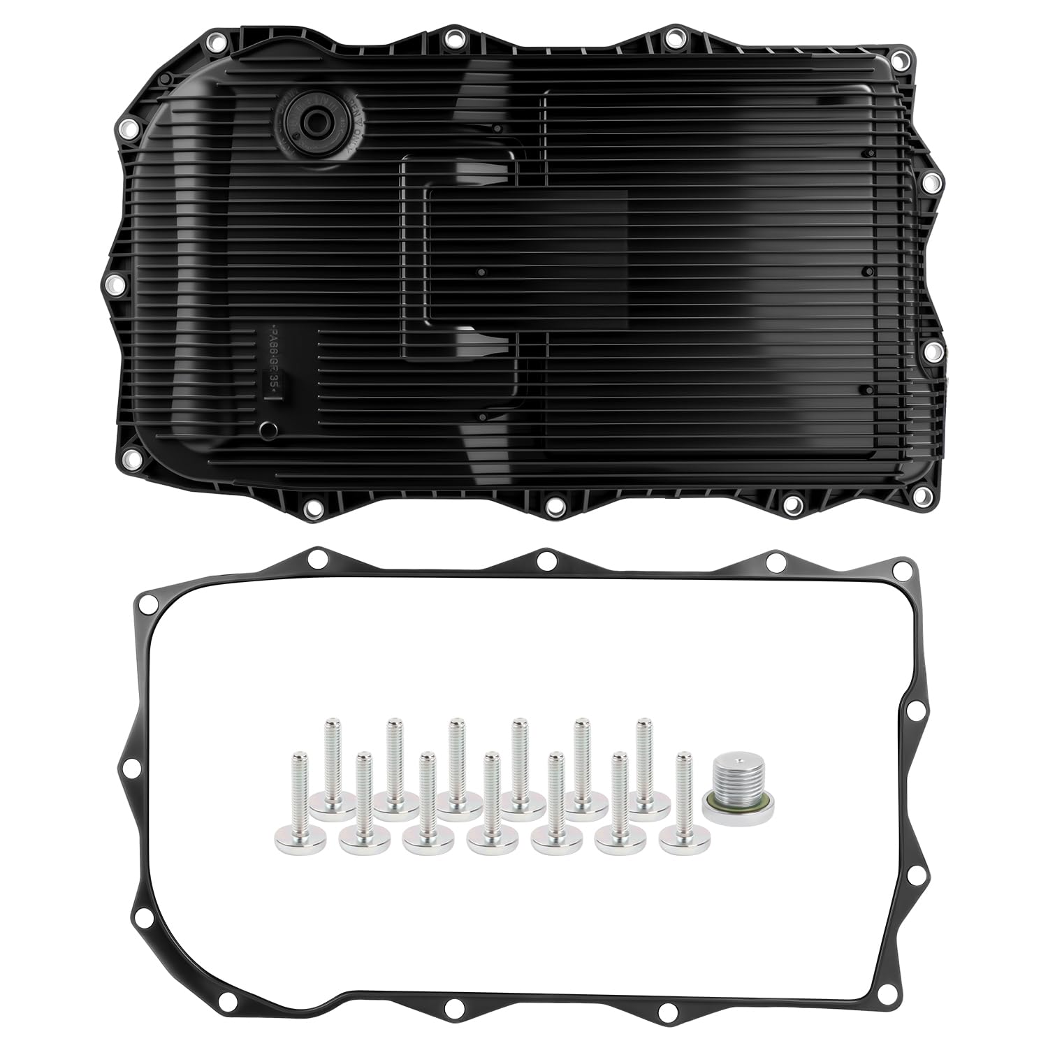 Pnktool transmission pan front view showing fit and improved sealing
