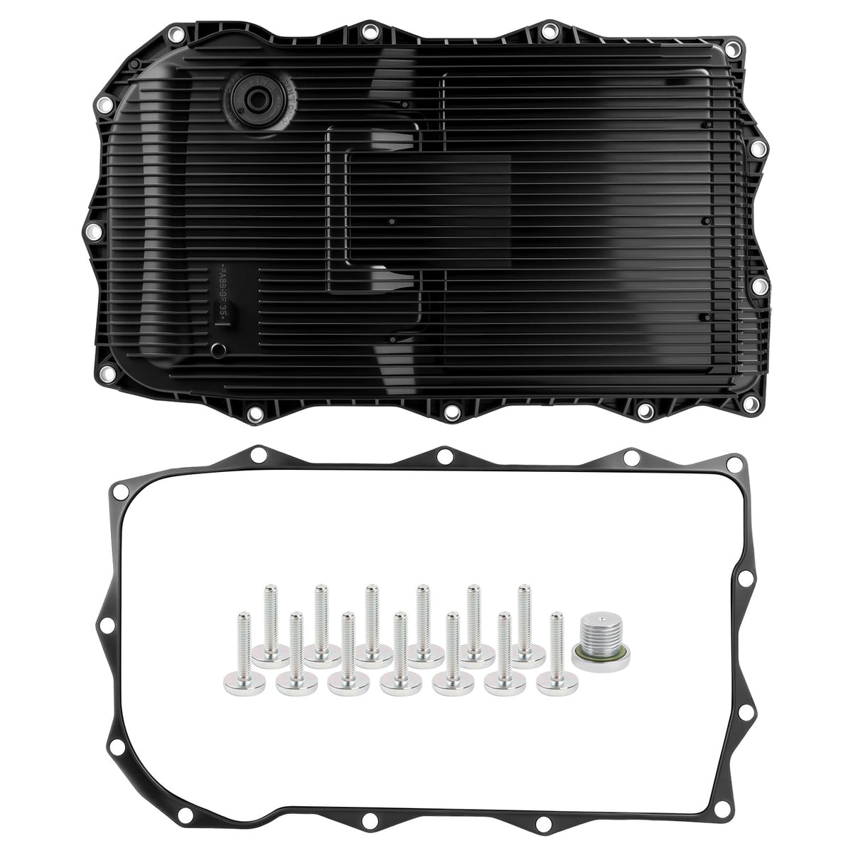 Pnktool transmission pan front view showing fit and improved sealing