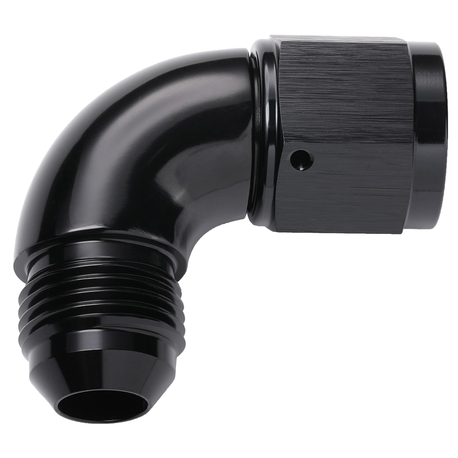 Podavelle side profile showing 90° angle and full-flow passage for minimal restriction