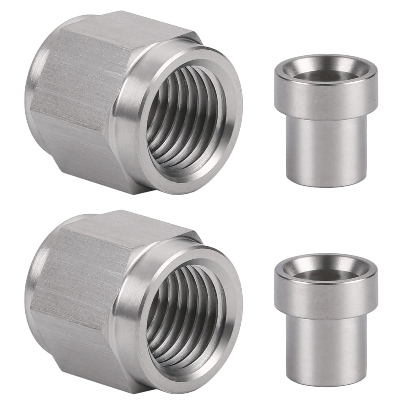 Podavelle front view showing two nuts and two sleeves, clear product overview