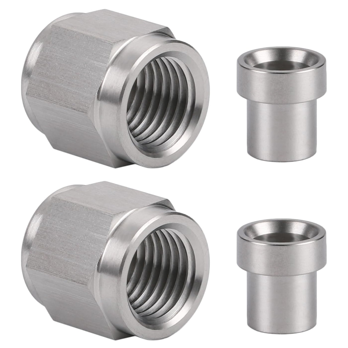 Podavelle front view showing two nuts and two sleeves, clear product overview