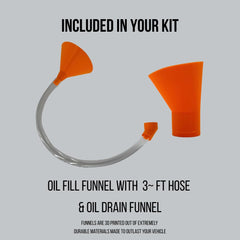 Podium Made kit in use pouring oil from the vehicle side for comfortable service