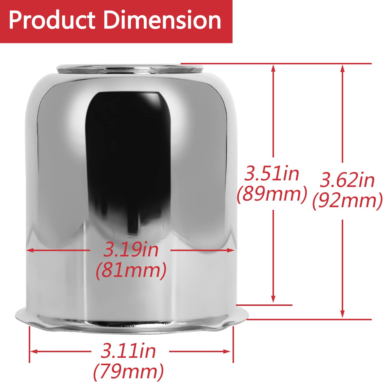 Podoy side profile showing cap dimensions and fit for accurate bore matching