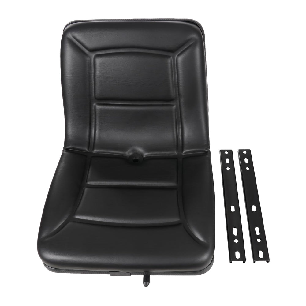 Poggyyi seat in field-use on a mower illustrating rugged use and operator comfort