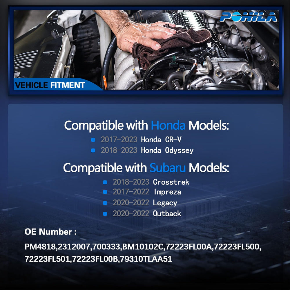 POHILA motor label with OEM reference numbers for easy compatibility check