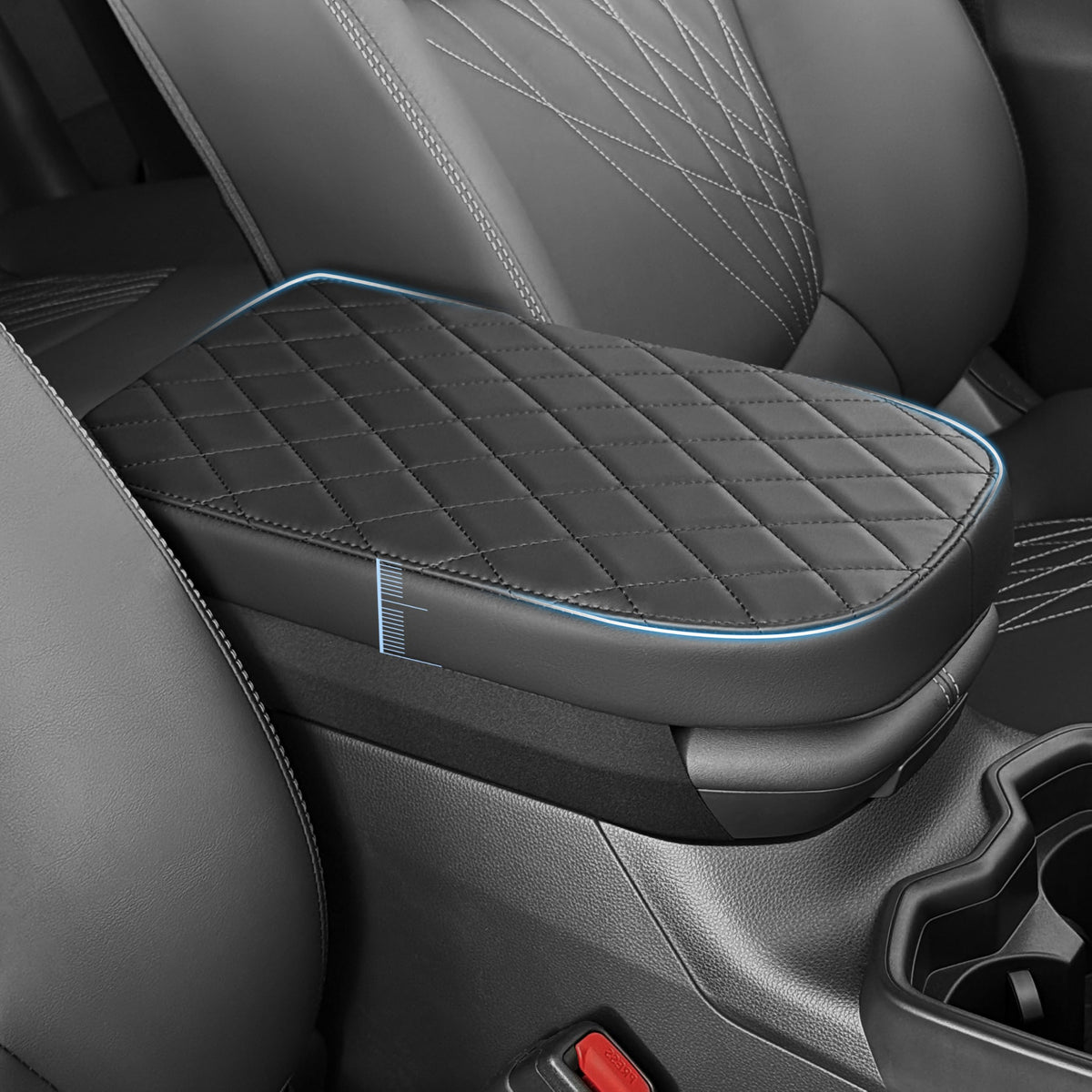 POKSRI front view showing fit and clean replacement for RAV4 armrest