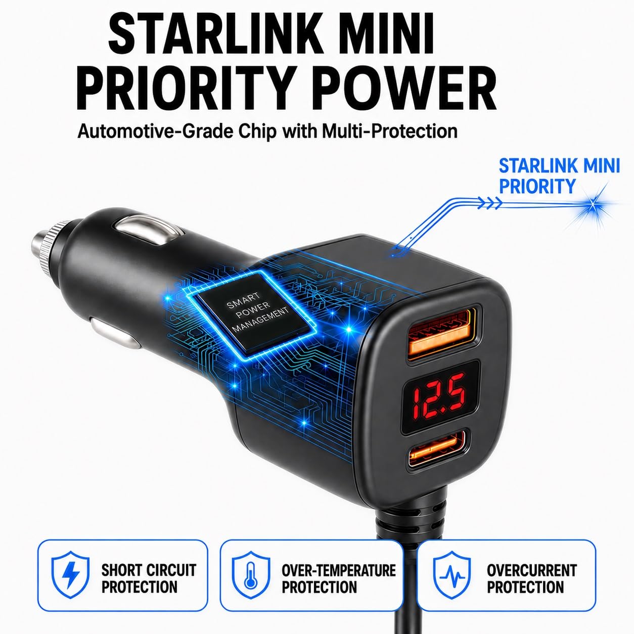 POLARMETA installed in car with Starlink Mini demonstrating stable mobile connectivity