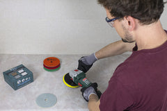 POLISHSURF backer pad thread detail showing 5/8-inch-11 connection for secure tool attachment