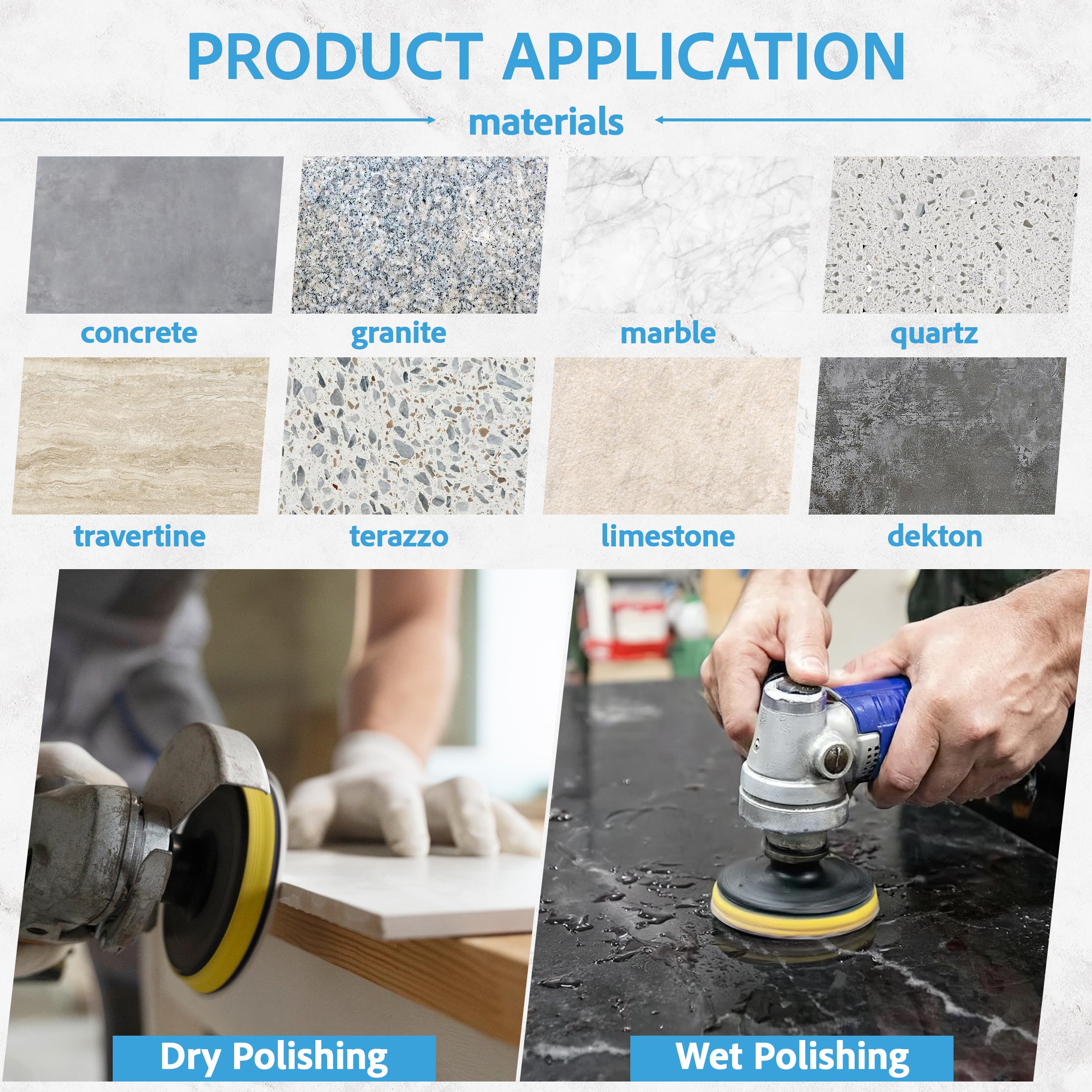 POLISHSURF wet polishing with spray keeping pads cool and reducing dust for longer life