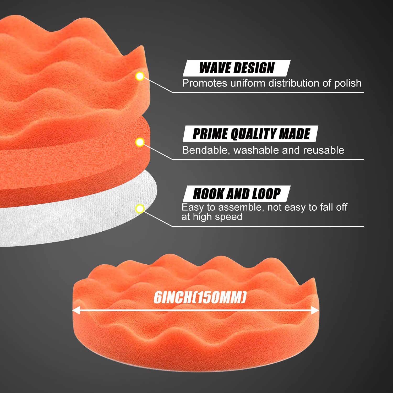 POLIWELL drill adapter and hook-and-loop backing plate detail ensuring secure, stable attachment