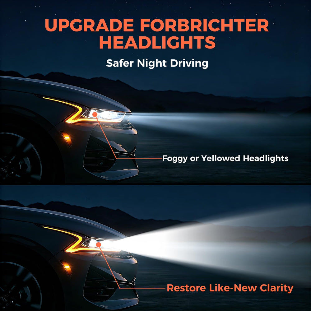 POLIWELL kit in use on SUV headlight delivering safer night visibility