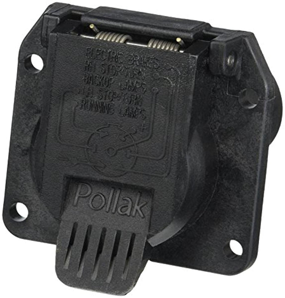 POLLAK front view of 11-893P 7-way socket adapter showing durable OEM-style connection and tidy install benefit