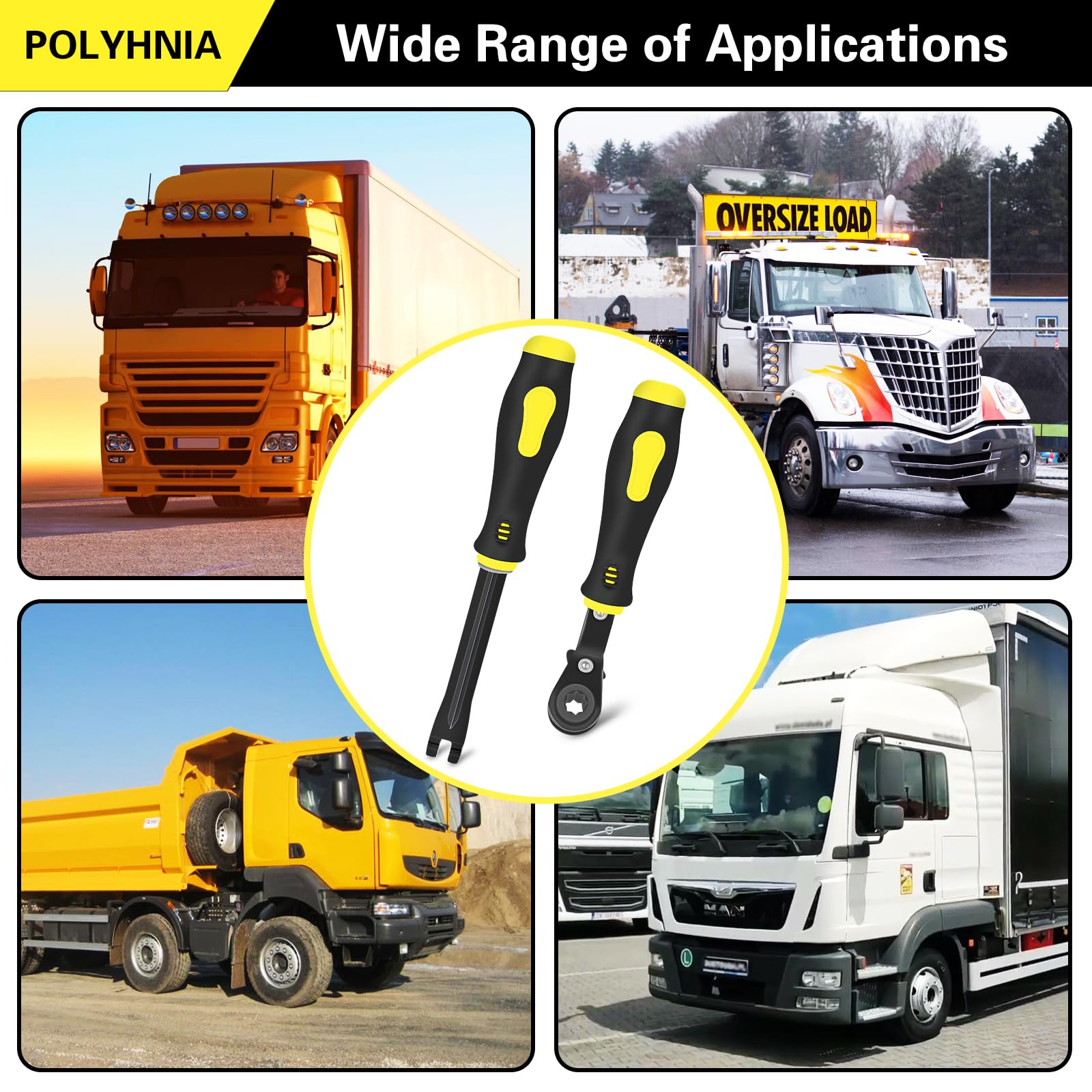 POLYHNIA tools next to hand and ruler showing compact size for toolbox