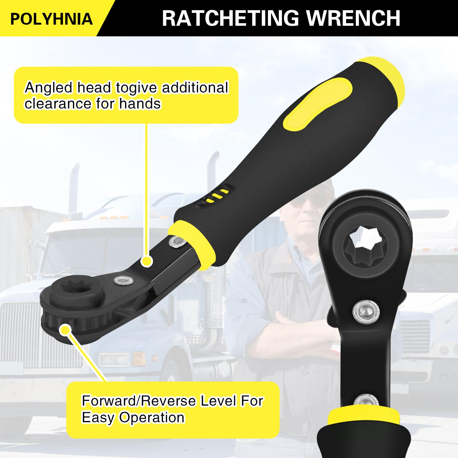 POLYHNIA tool in use on a slack adjuster demonstrating faster, safer adjustment