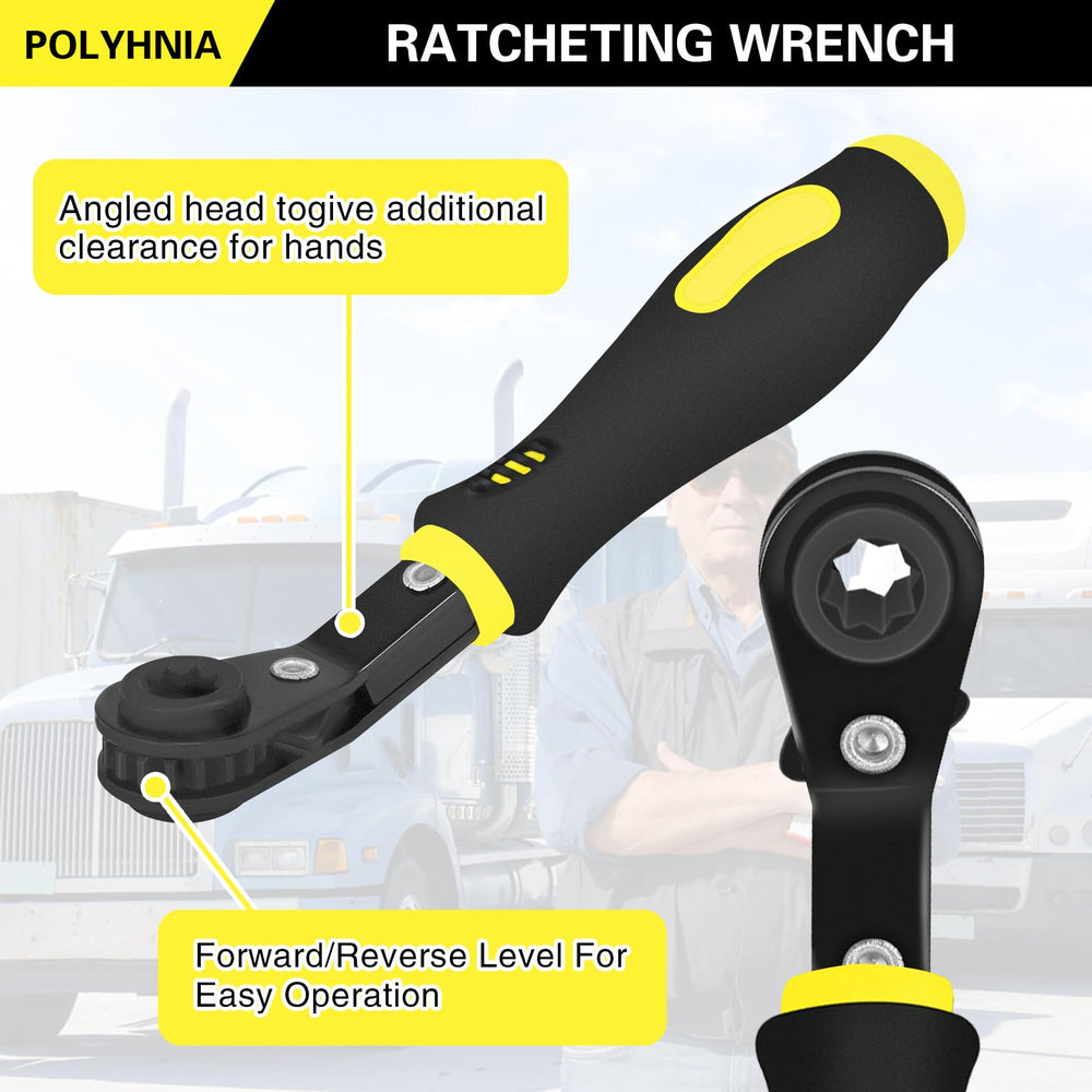 POLYHNIA tool in use on a slack adjuster demonstrating faster, safer adjustment