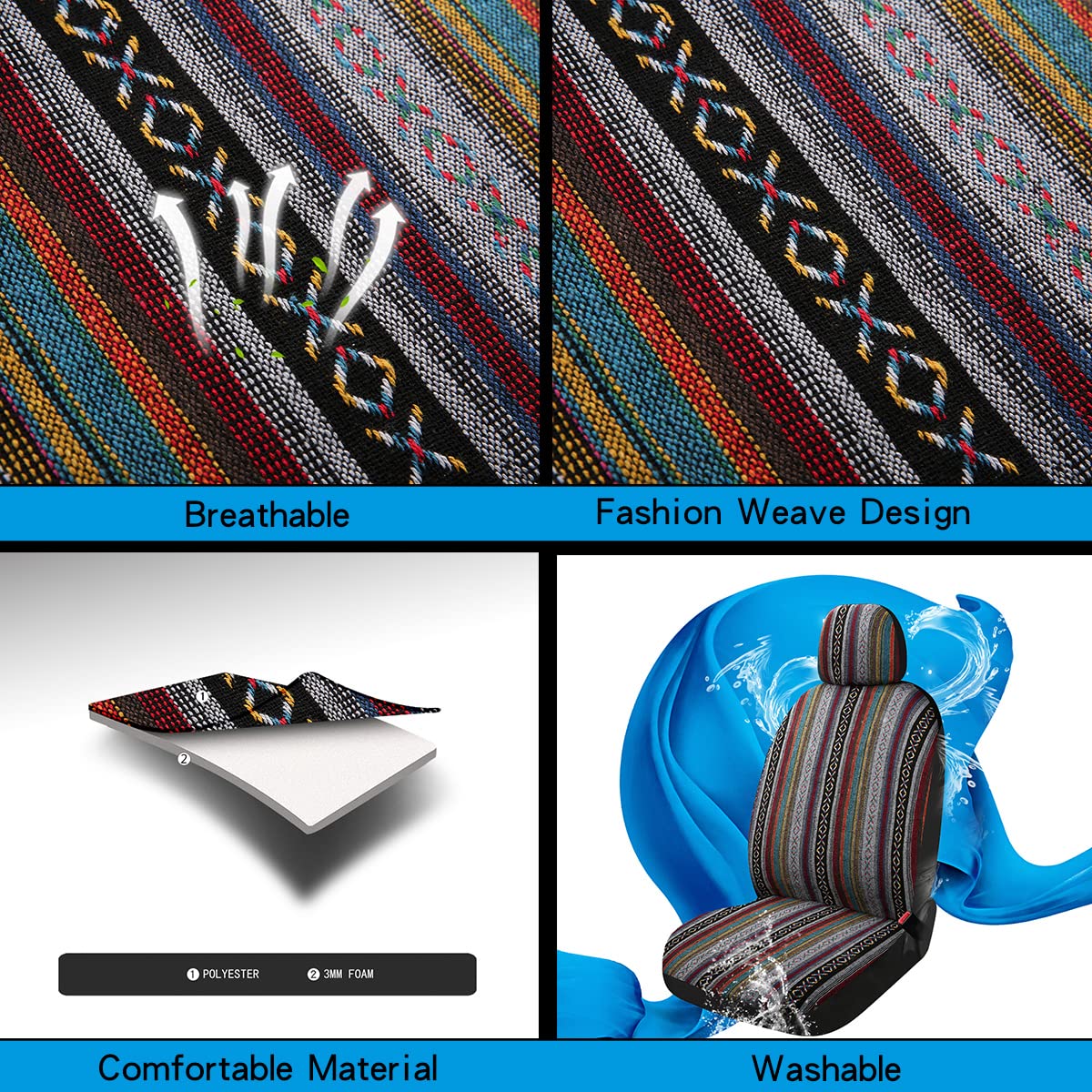 PONYJOYUP striped fabric detail highlighting durable woven finish