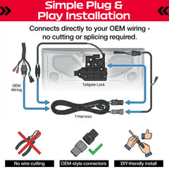 Pop & Lock installed inside tailgate demonstrating hidden anti-tamper protection