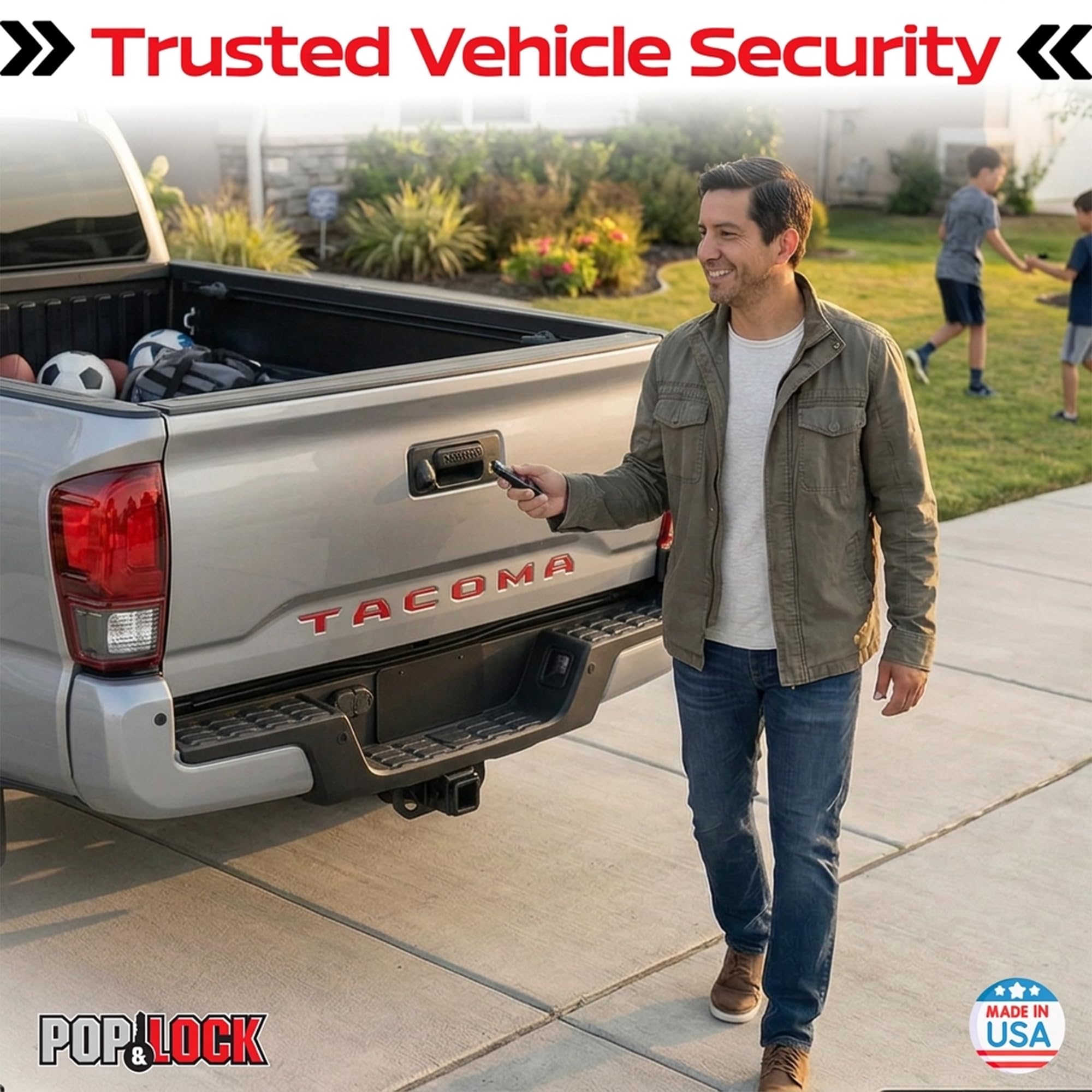 Pop & Lock fitted on truck tailgate in lifestyle shot showcasing secure cargo