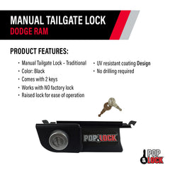 Pop & Lock installed on Dodge Ram tailgate demonstrating secure fit and neat appearance