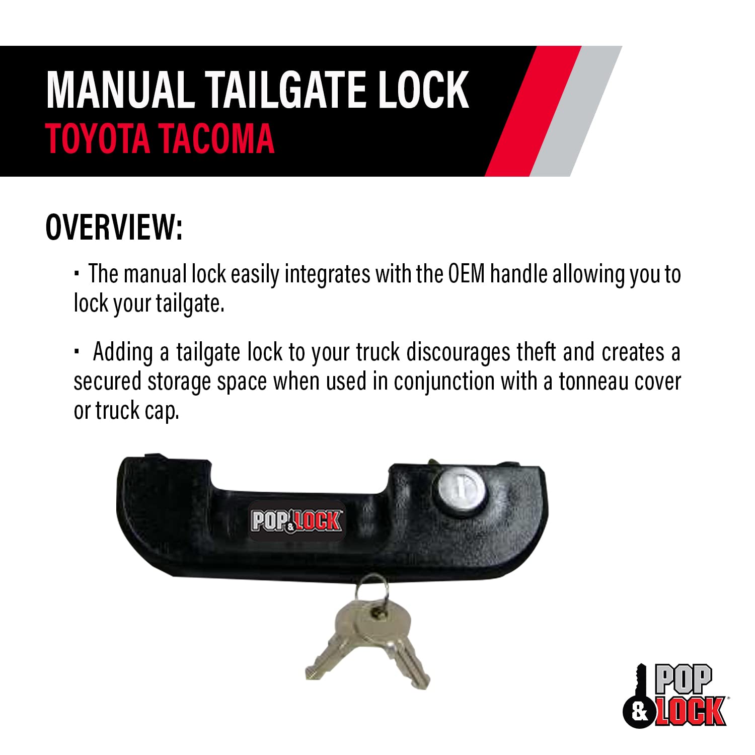Pop & Lock PL5100 keys and mounting hardware showing included items