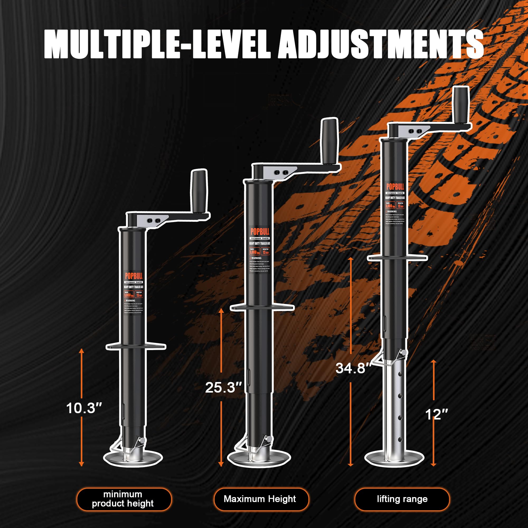 POPBULL drop leg with visible indexing showing five-level adjustability for precise height