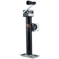 POPBULL front view of weld-on trailer jack showing sturdy construction and reliable support