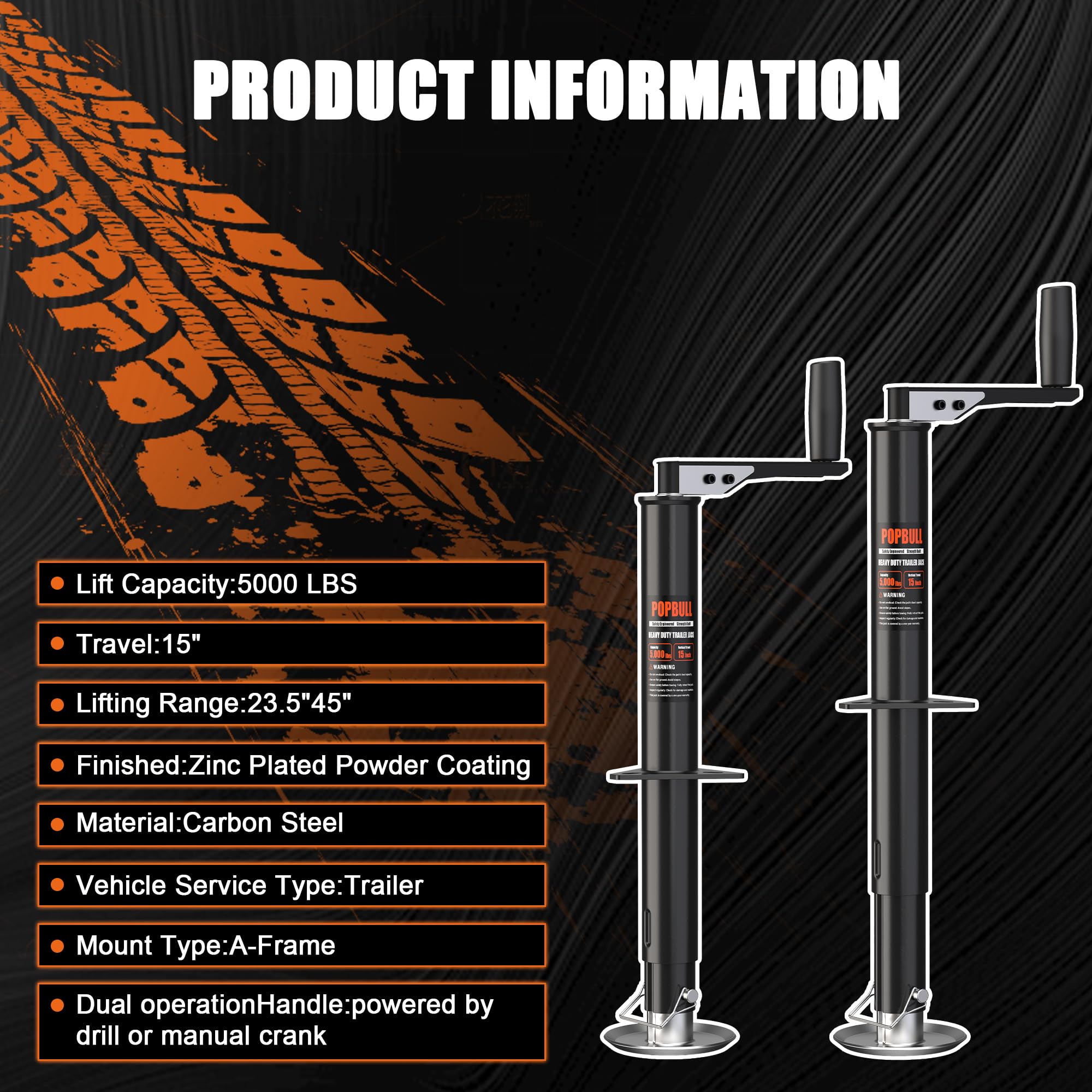 POPBULL image of cordless drill engaging jack drive showing fast powered lifting