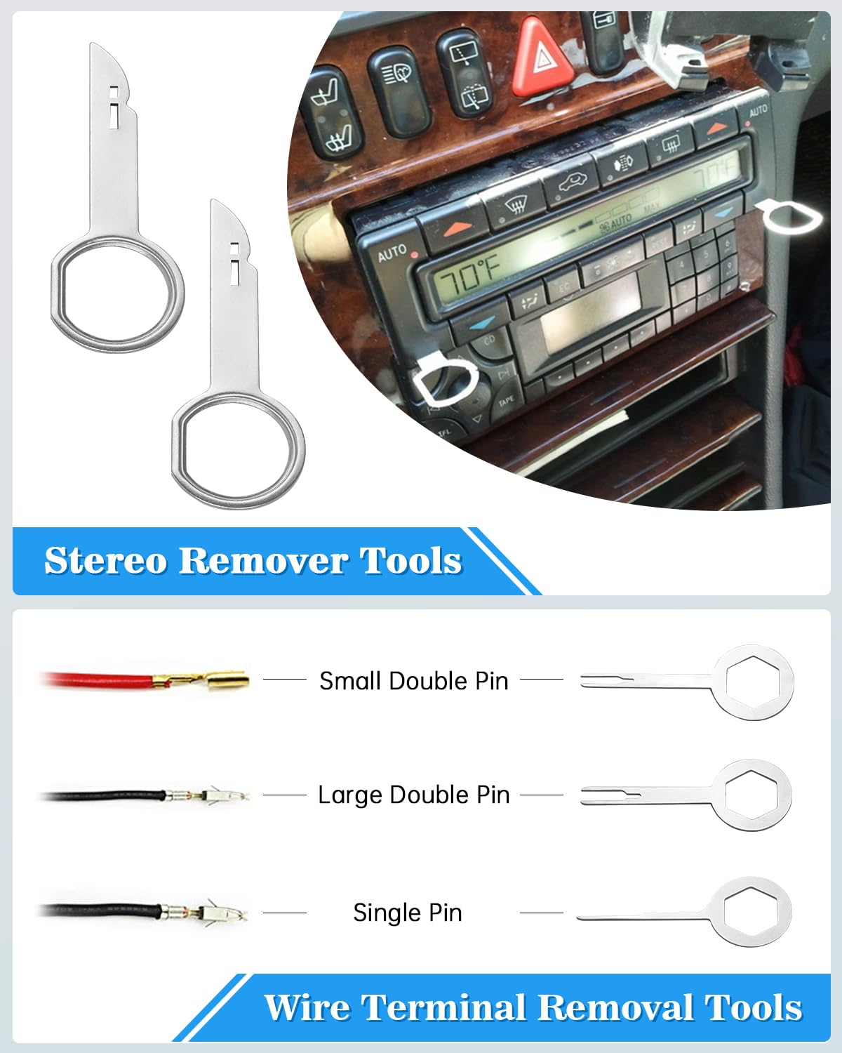 Poraxy stereo removal tools extracting head unit safely to protect dashboard