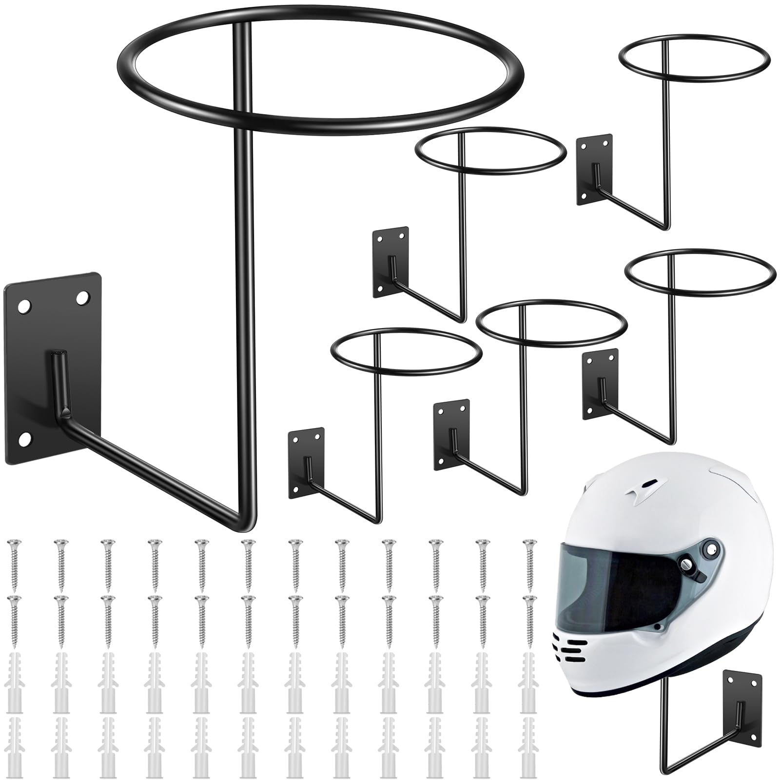 Potchen front view of helmet holder showing sturdy mount and compact design benefits