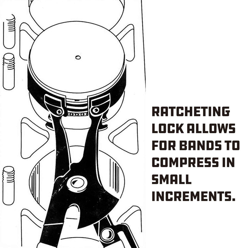 Powerbuilt kit in a garage during piston installation showing professional workflow