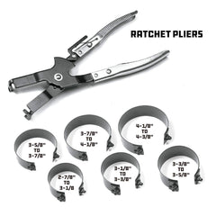 Powerbuilt ratcheting pliers compressing band demonstrating precise control benefit