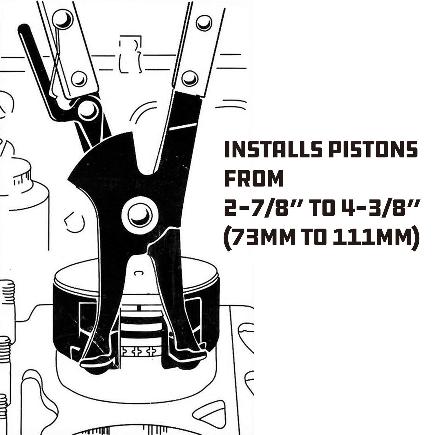 Powerbuilt band next to pistons showing size range compatibility and scale