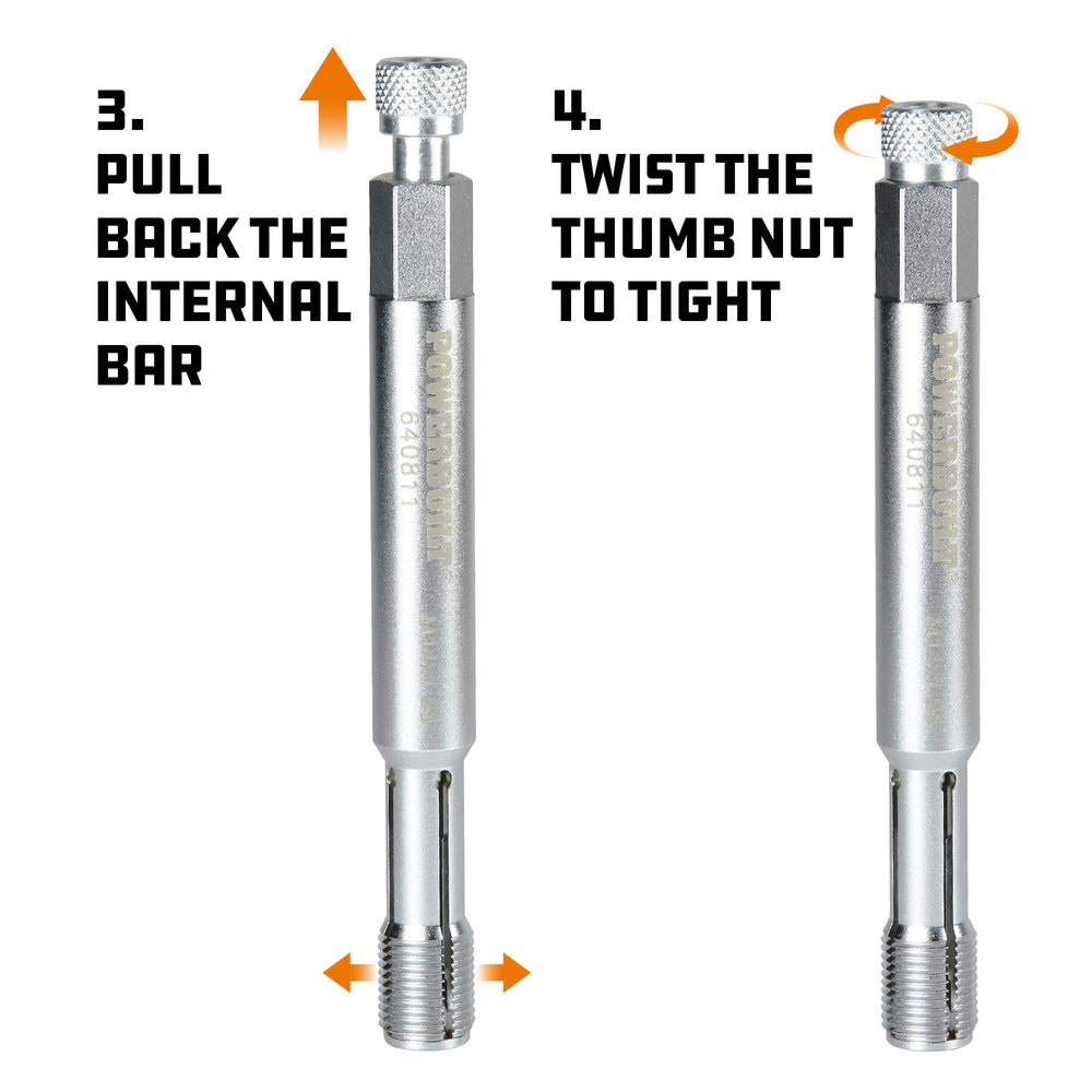 Powerbuilt detail of threaded section, highlights precision cutting benefit