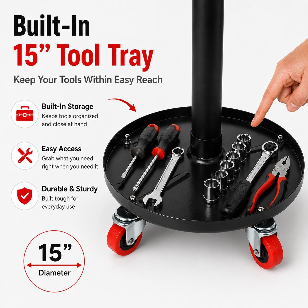 PowerSmart five 2.5-inch casters close-up for smooth 360-degree mobility benefit