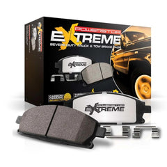 PowerStop front packaging showing Z36 pads and hardware, promotes confident towing safety