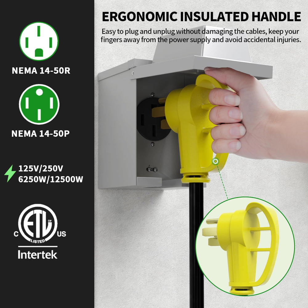 POWGRN cord connected to EV charger demonstrating reliable outdoor charging