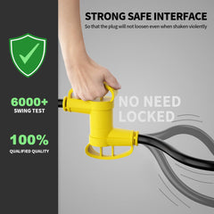POWGRN plug and socket connection ensuring reliable 30A power