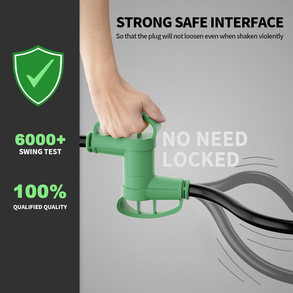 POWGRN insulated handle closeup showing extra grip for safer plugging and unplugging