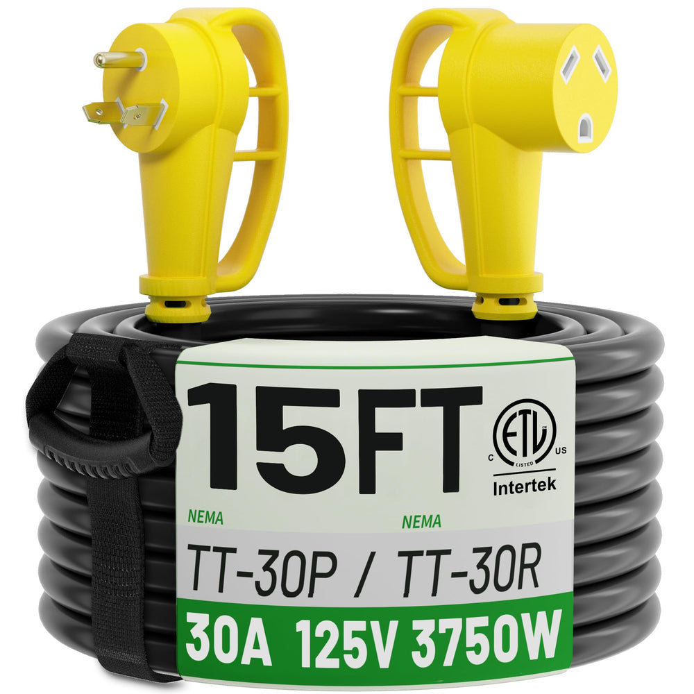POWGRN front connector showing secure NEMA TT-30 fit and easy plug-in