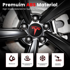 Powlamks installed on Tesla Model 3 wheel showing cohesive upgraded wheel appearance