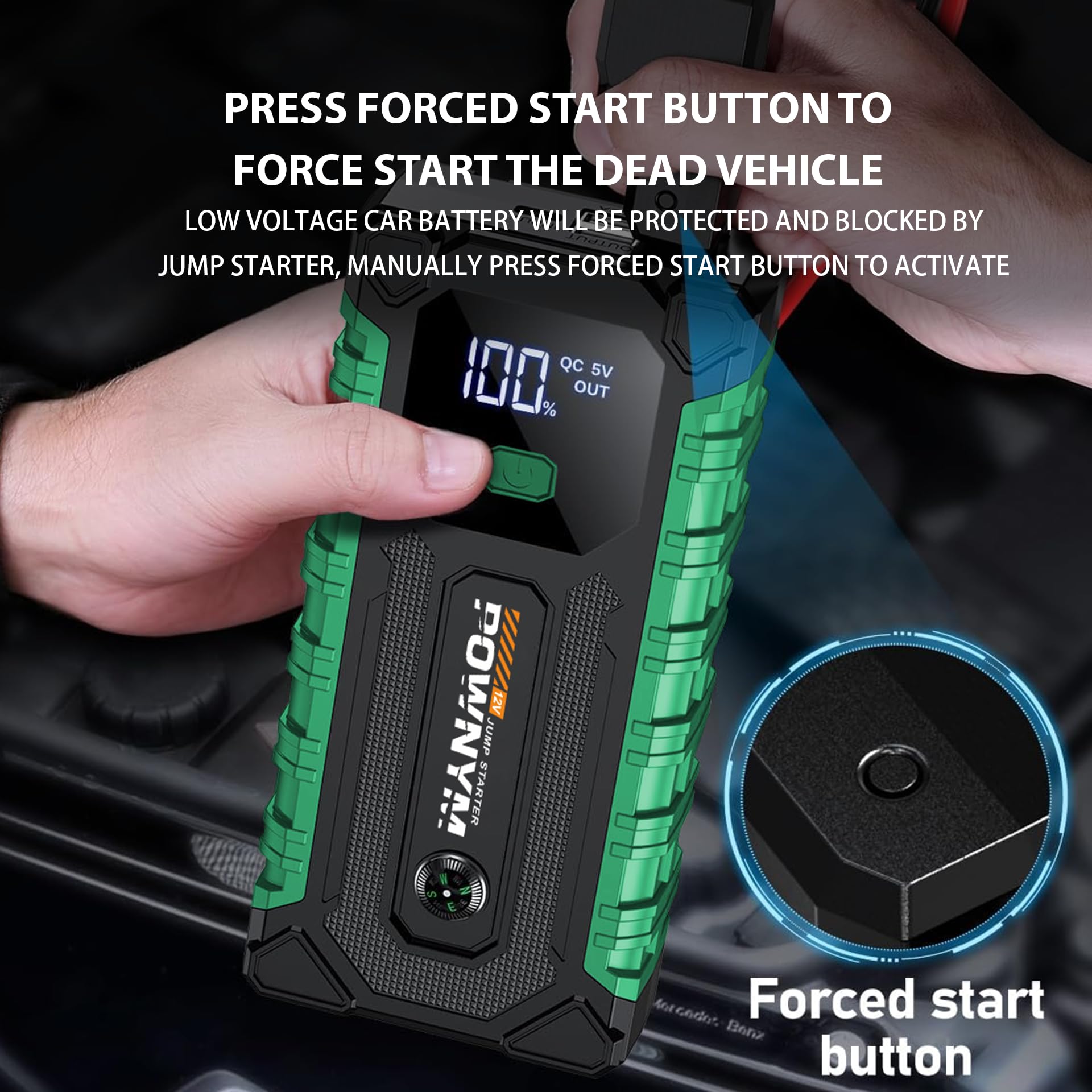 Pownym USB-C port close-up highlighting fast charging convenience