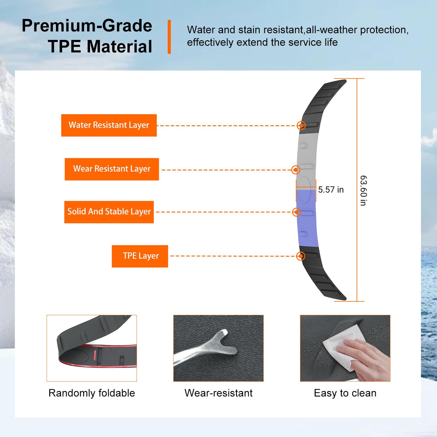 powoq label close-up showing TPE material info and long-lasting wear resistance