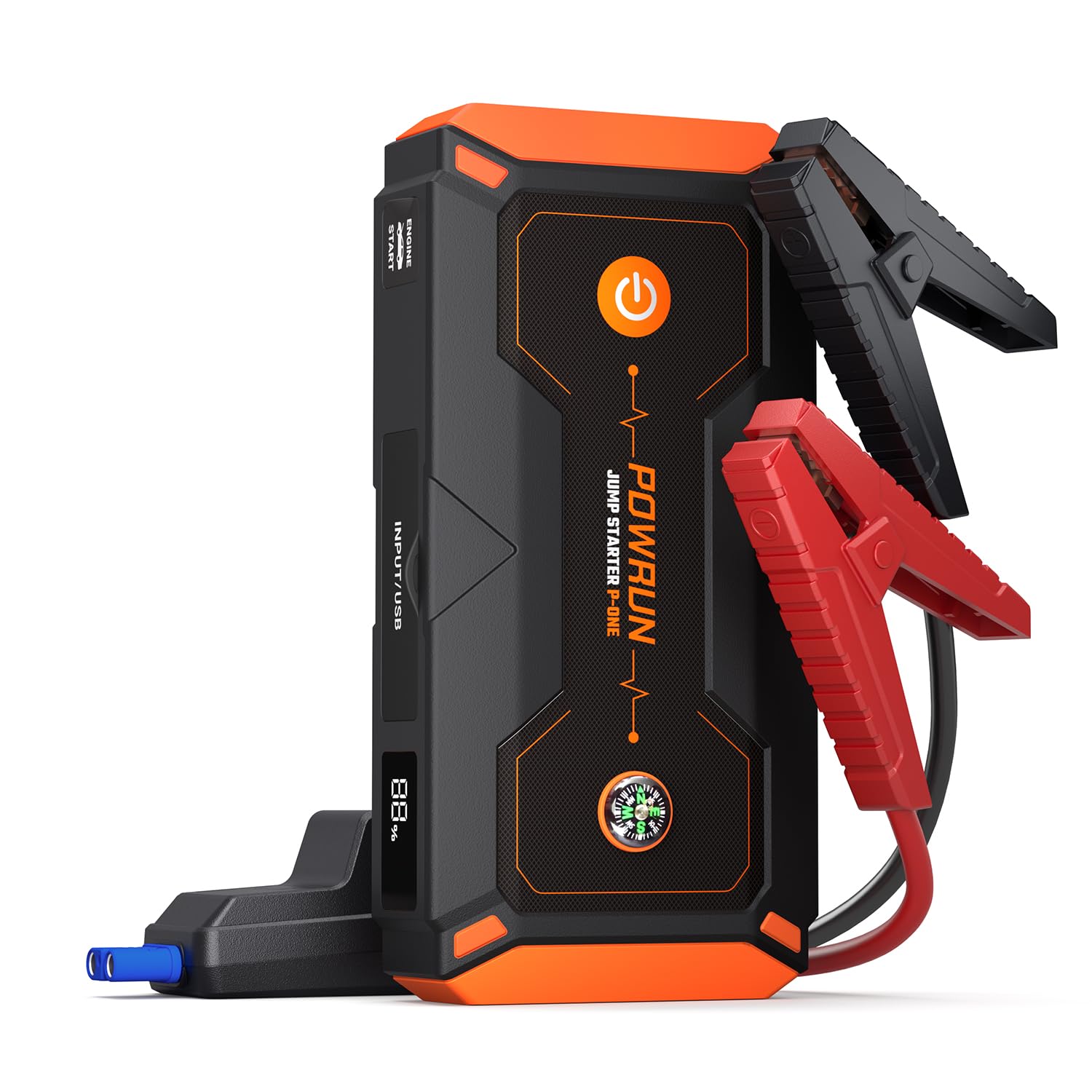 Powrun P-ONE front view showing rugged case and compact design for reliable portability